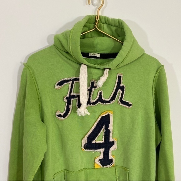 Abercrombie and Fitch Y2K Mens Muscle‎ Hoodie Sweatshirt Green Stitched Letters - Picture 2 of 9